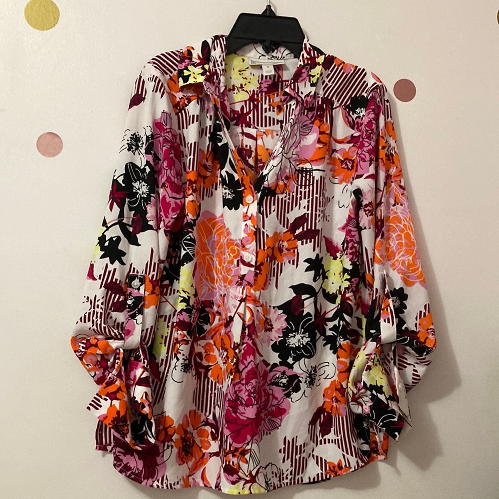 Dana Buchman Womens Floral dressy top